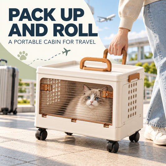 Portable Wheeled Pet Travel Carrier, 44.5 x 32 x 26 cm, By GAVPEPY image 2 - 01-Overview.jpg