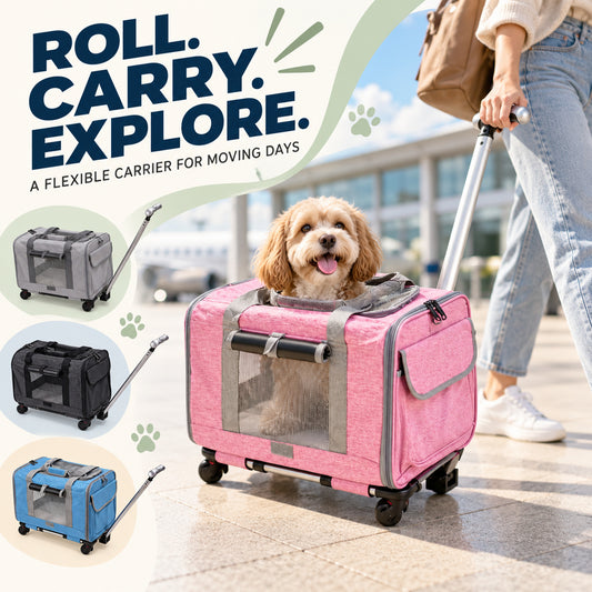 Soft-Sided Rolling Pet Carrier, 4 Colors & 2 Configurations, By GAVPEPY image 2 - 01-Overview.jpg
