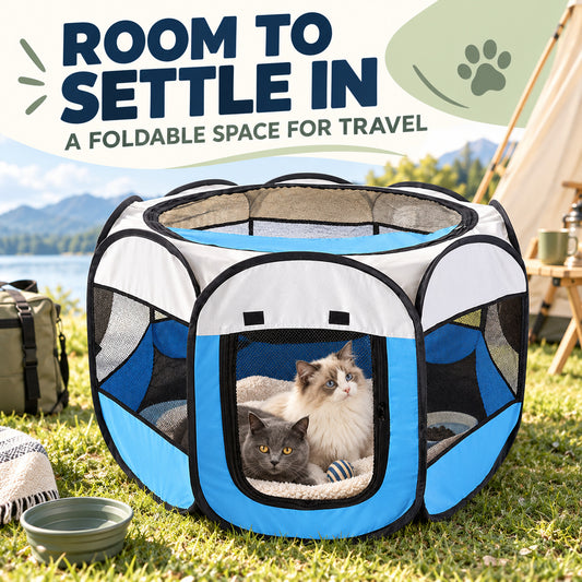 Foldable Oxford Fabric Pet Playpen, 2 Colors & 3 Sizes, By GAVPEPY image 2 - 01-Overview.jpg