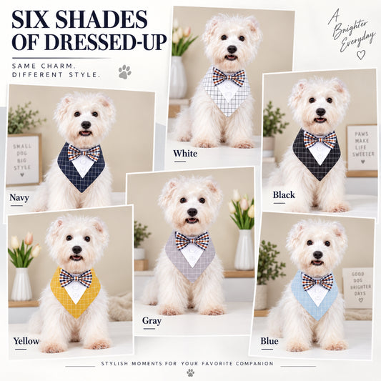 GAVPEPY Polyester Tuxedo-Style Pet Bandana, Sizes XS, S, M, L, XL, 6 color or pattern options, for photos, celebrations, walks and everyday pet outfits; a neckwear accessory for everyday outfits, portraits and special occasions image 2 - 02-六色画册.jpg