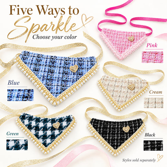 GAVPEPY Polyester Tweed-Look Triangle Pet Bib, Size S, 5 color or pattern options, for photos, celebrations, walks and everyday pet outfits; a neckwear accessory for everyday outfits, portraits and special occasions image 2 - 02-五色选款.jpg