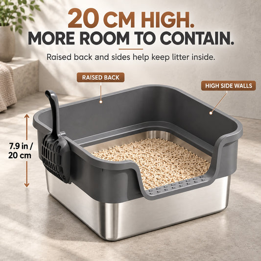 GAVPEPY Extra Large Stainless Steel High-Sided Cat Litter Box, 6 Options image 2 - 1.jpg