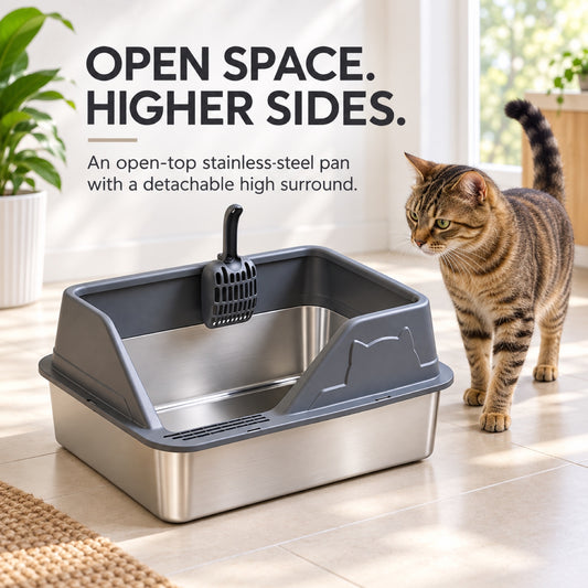 GAVPEPY Stainless Steel High-Sided Cat Litter Box, 56 Options image 2 - 1.jpg