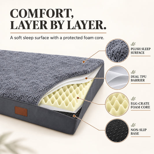 Egg-Crate Foam Pet Bed, 2 Label Styles & 7 Sizes, By GAVPEPY image 2 - 1.jpg