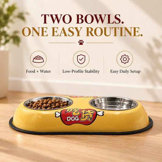 Foodie-Print Double Pet Bowl, 2 Sizes, By GAVPEPY image 2 - 1.jpg
