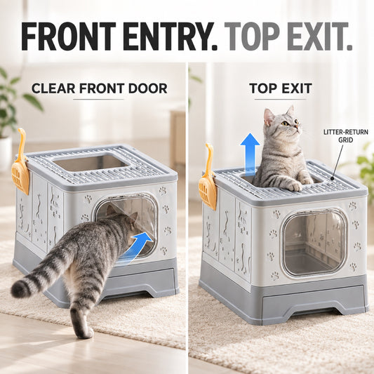 GAVPEPY Foldable Top-Entry Drawer Enclosed Cat Litter Box, 2 Options image 2 - 1.jpg