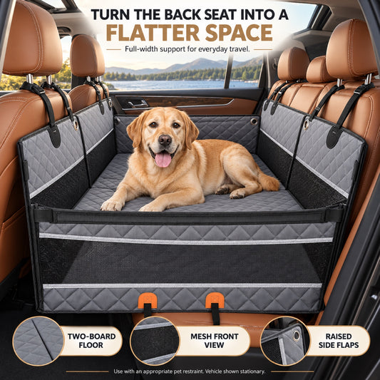 Foldable Two-Panel Hard-Bottom Rear Seat Pet Hammock, 2 Colors, By GAVPEPY image 2 - 1.jpg