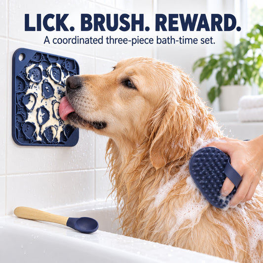 3-Piece Silicone Pet Lick Mat Bath Set, 6 Colors, By GAVPEPY image 2 - 1.jpg