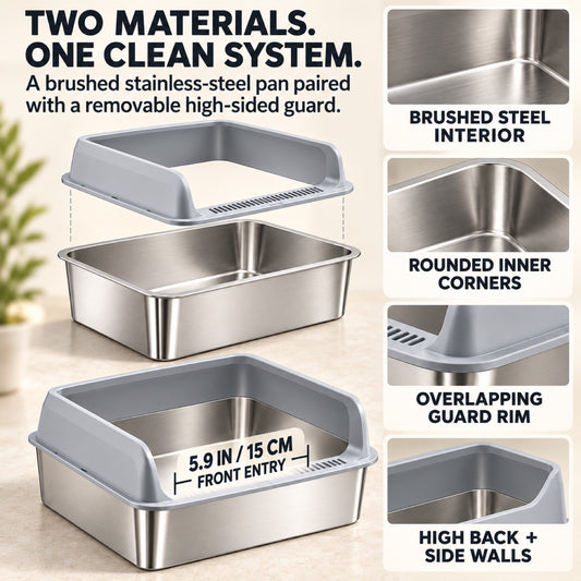 GAVPEPY Extra Large Stainless Steel Top-Entry High-Sided Cat Litter Box, 24 Options image 2 - 1.jpg