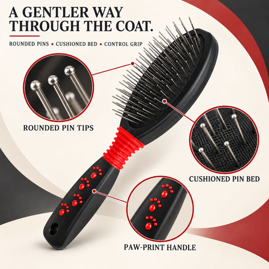 Cushion Pet Pin Brush with Red and Black Handle, By GAVPEPY image 2 - 1.jpg