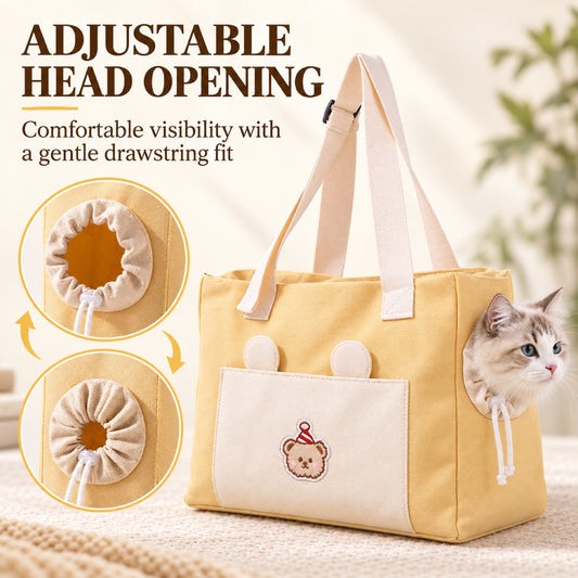 Foldable Canvas Pet Tote Carrier with Drawstring Opening, By GAVPEPY image 2 - 1.jpg