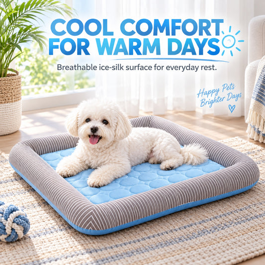 Ice Silk Stripe Cooling Pet Bed, 3 Colors & 4 Sizes, By GAVPEPY image 2 - 1.jpg