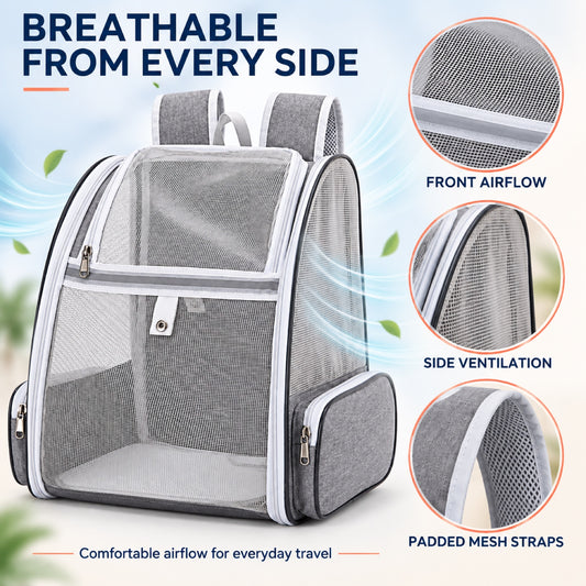 Expandable Mesh Pet Carrier Backpack, 3 Colors, By GAVPEPY image 2 - 1.jpg