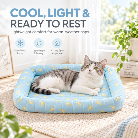 Printed Ice Silk Cooling Pet Bed, 5 Patterns & 3 Sizes, By GAVPEPY image 2 - 1.jpg