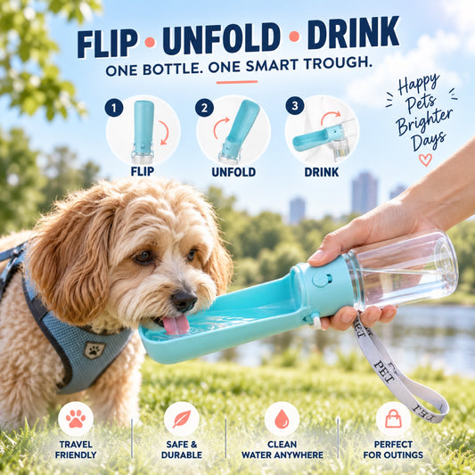 Foldable Crossbody Pet Water Bottle, 350 or 550 mL, By GAVPEPY image 2 - 1.jpg
