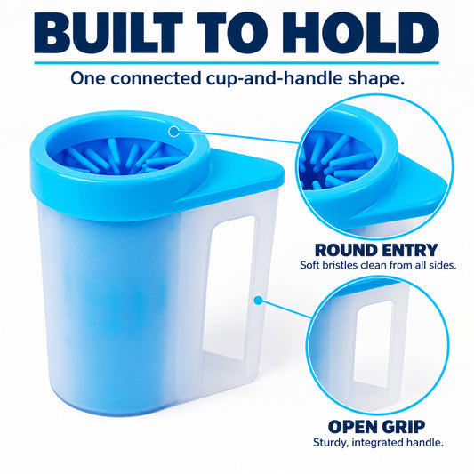 GAVPEPY PP plastic Handled Paw Washer with Towel Brush Option, Sizes M, L, Blue, Pink, Green, after rainy walks, park visits and everyday outdoor trips; a reusable cup design for rinsing paws after walks and outdoor play image 2 - 2.jpg