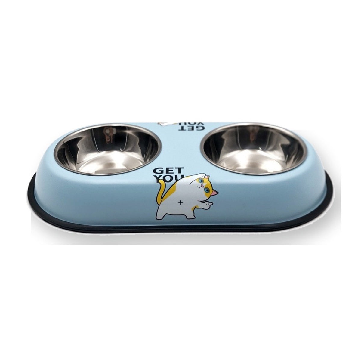 Cat-Print Double Pet Bowl, 2 Sizes, By GAVPEPY image 9 - 5746801390746.jpg