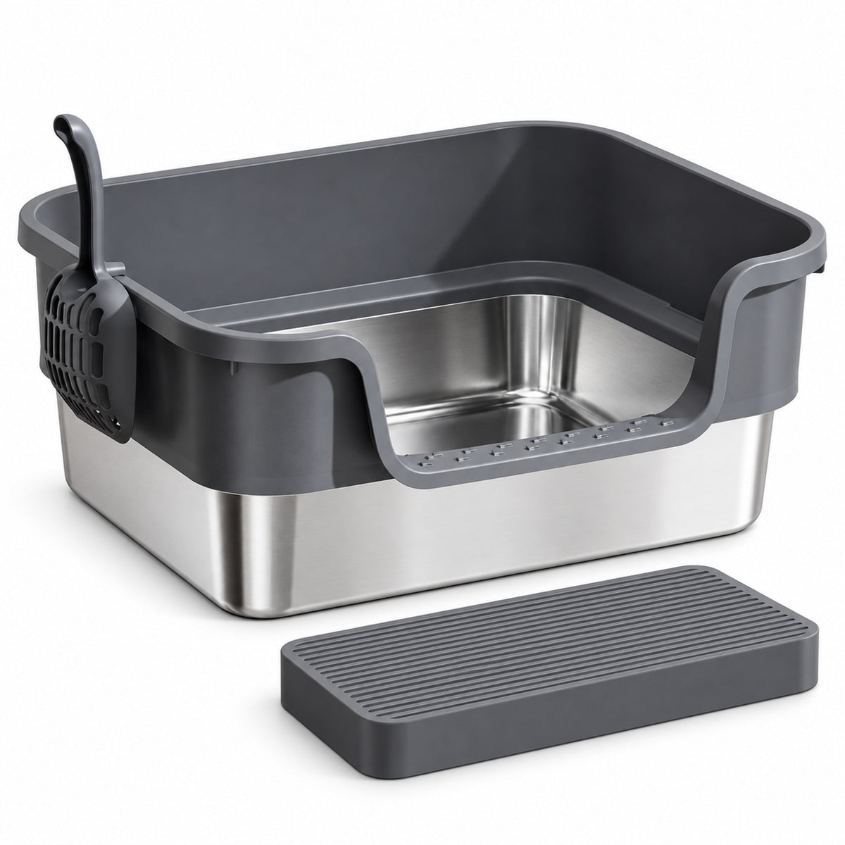 GAVPEPY Extra Large Stainless Steel High-Sided Cat Litter Box, 6 Options image 13 - 6144801203586.jpg
