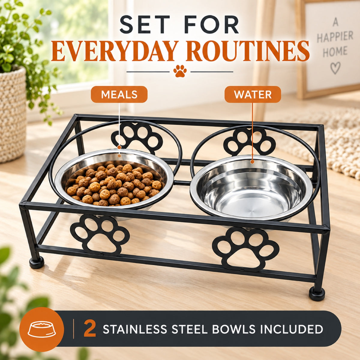 Raised Stainless Steel Double Pet Bowl with Stand, By GAVPEPY image 7 - 6.jpg