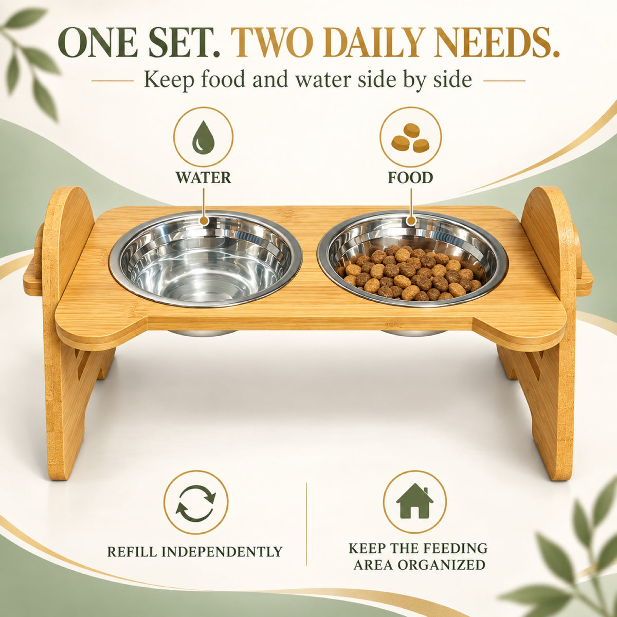 Trapezoid Bamboo Double Pet Bowl Stand, By GAVPEPY image 7 - 6.jpg