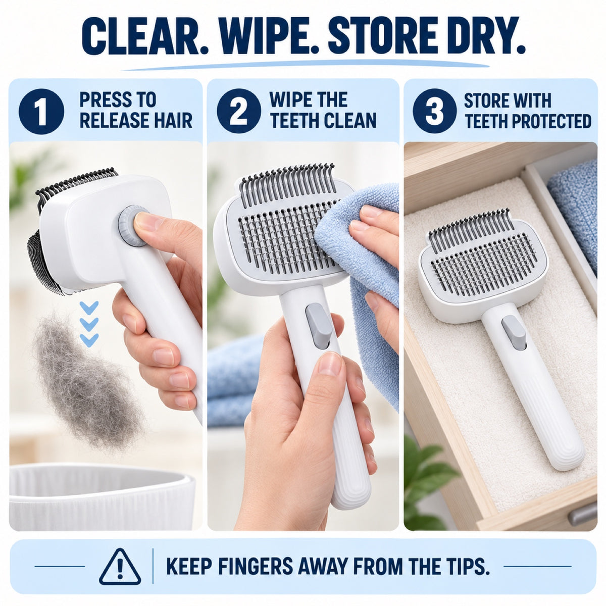 One-Touch Pet Grooming Brush, White, By GAVPEPY image 7 - 6.jpg