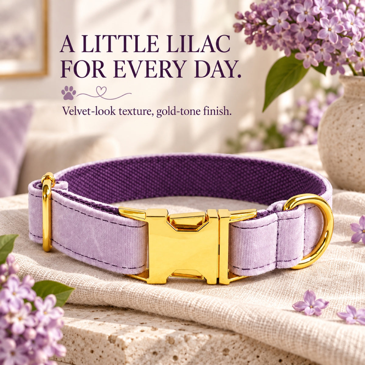 GAVPEPY Polyester Velvet-Look Dog Collar, Sizes XS, S, M, L, XL, Light Purple, for neighborhood walks, park visits and daily dog wear; an adjustable neckwear option for supervised walks and everyday outings image 7 - 6.jpg