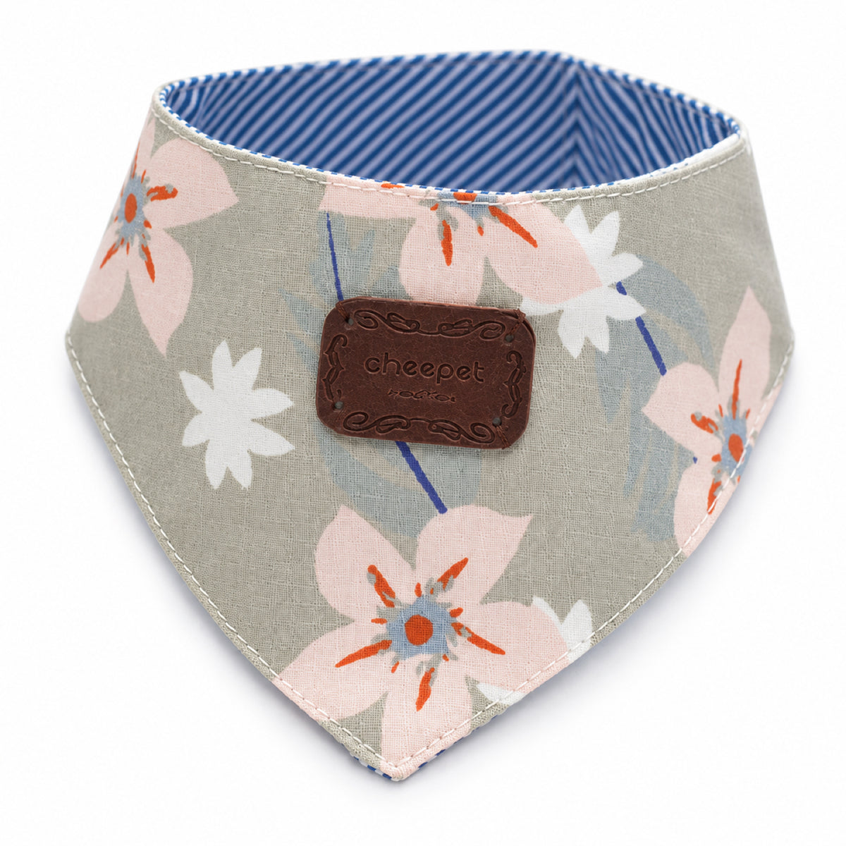 GAVPEPY Cotton Floral Hook-and-Loop Pet Bib, Sizes S, M, L, Blue, Pink, for photos, celebrations, walks and everyday pet outfits; a neckwear accessory for everyday outfits, portraits and special occasions image 9 - DPbib15-Design01-S.jpg