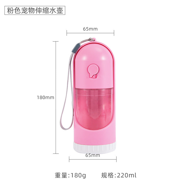 Extendable Pet Water and Food Bottle, 220 mL, 3 Options, By GAVPEPY image 10 - DPbottle18-Pink.jpg