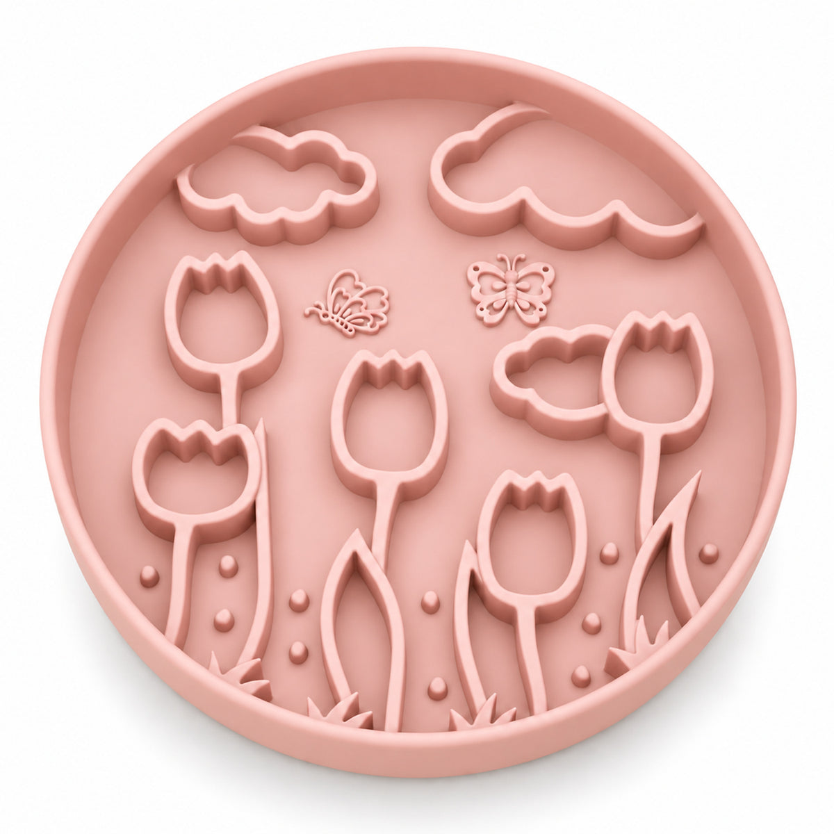 Tulip Silicone Slow Feeder Lick Mat, 3 Colors, By GAVPEPY image 3 - DPlickmat4-ChampagnePink.jpg