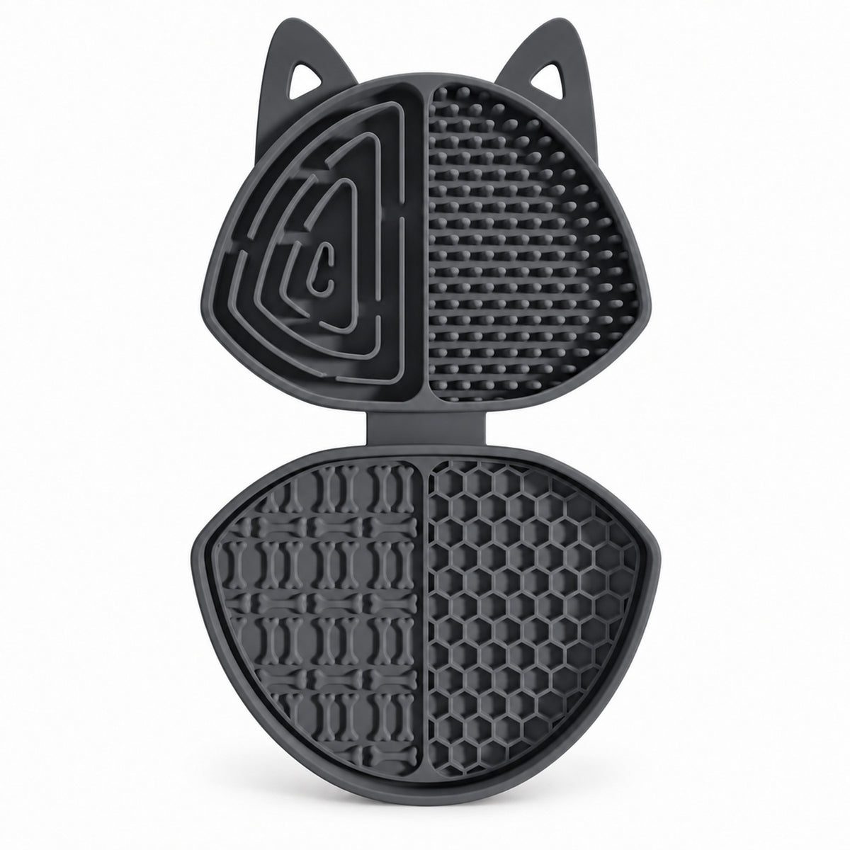 Folding Dog-Shaped Silicone Pet Lick Mat, 3 Colors, By GAVPEPY image 3 - DPlickmat8-DarkGray.jpg