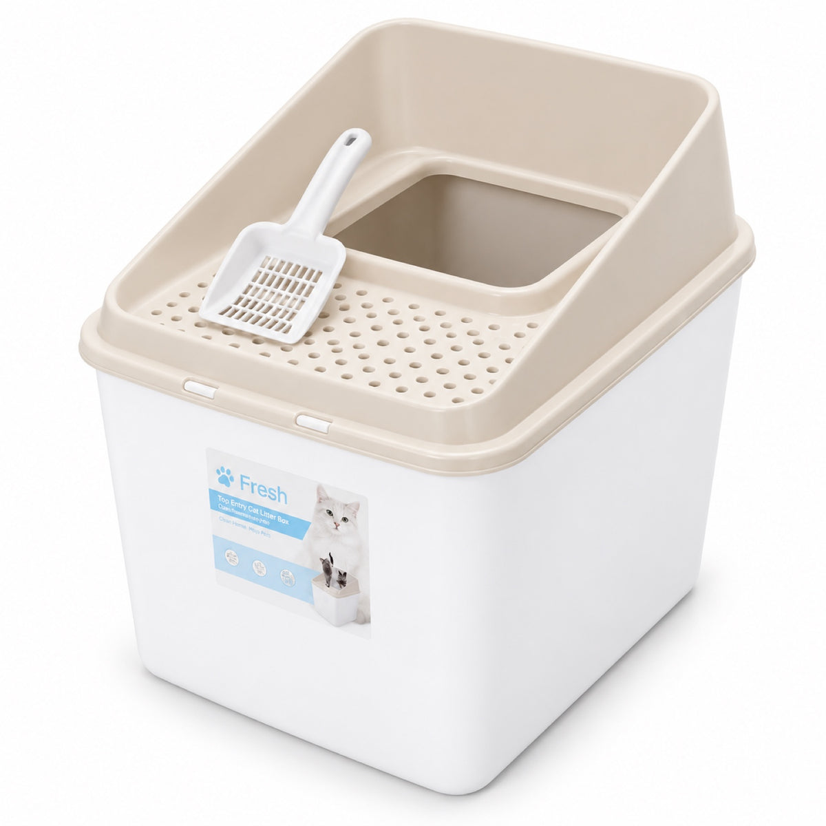 GAVPEPY Top-Entry Enclosed Cat Litter Box, 2 Options image 9 - DPlitterbox21-Beige-SMALL.jpg