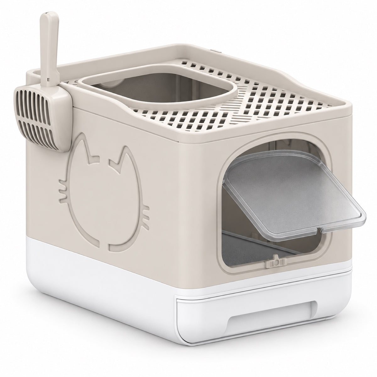 GAVPEPY Top-Entry Drawer Enclosed Cat Litter Box, 2 Options image 9 - DPlitterbox23-Beige-LARGE.jpg