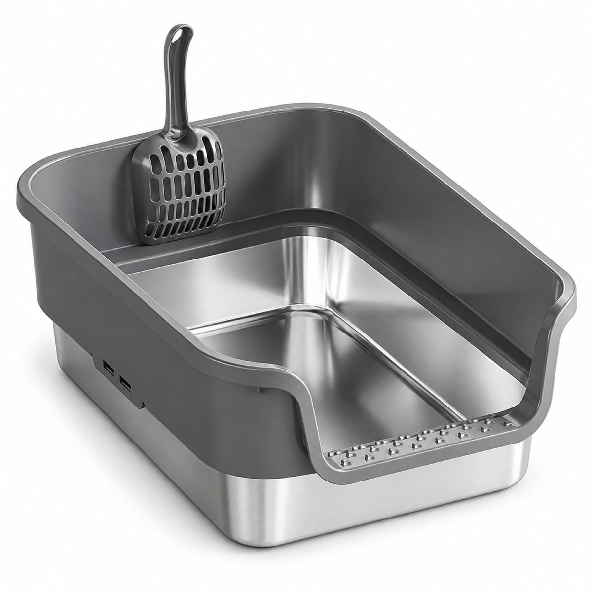 GAVPEPY Stainless Steel High-Sided Cat Litter Box, 18 Options image 25 - DPlitterbox24-DarkGray-43X33X17CM.jpg