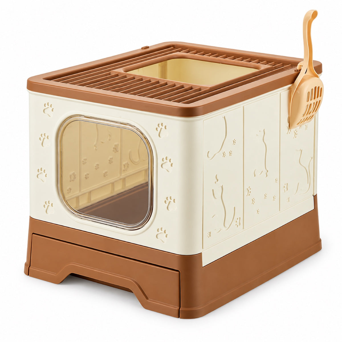 GAVPEPY Foldable Top-Entry Drawer Enclosed Cat Litter Box, 2 Options image 9 - DPlitterbox28-52X42X12-5CM.jpg