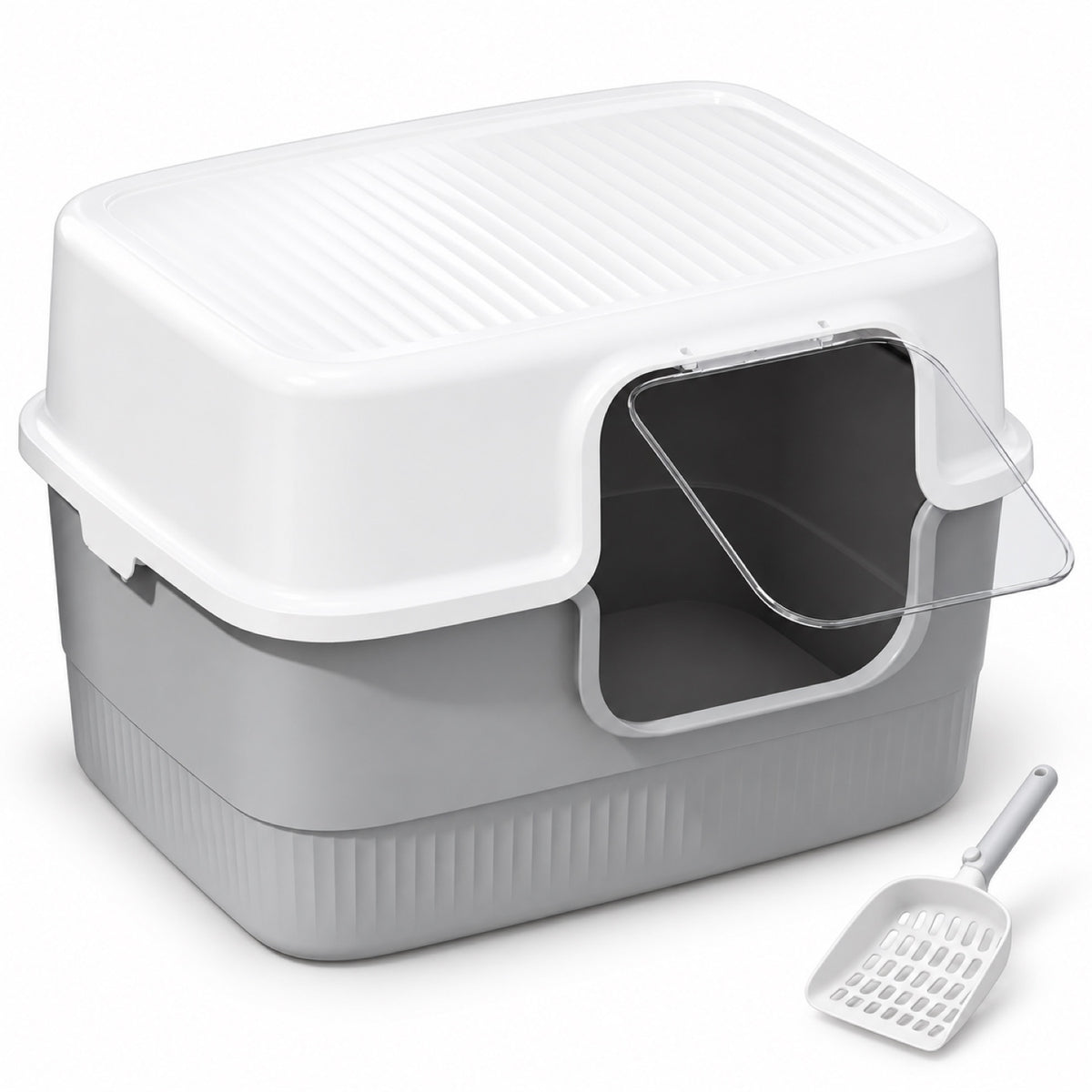 GAVPEPY Extra Large Enclosed Cat Litter Box, 2 Options image 9 - DPlitterbox33-Gray-LARGE.jpg