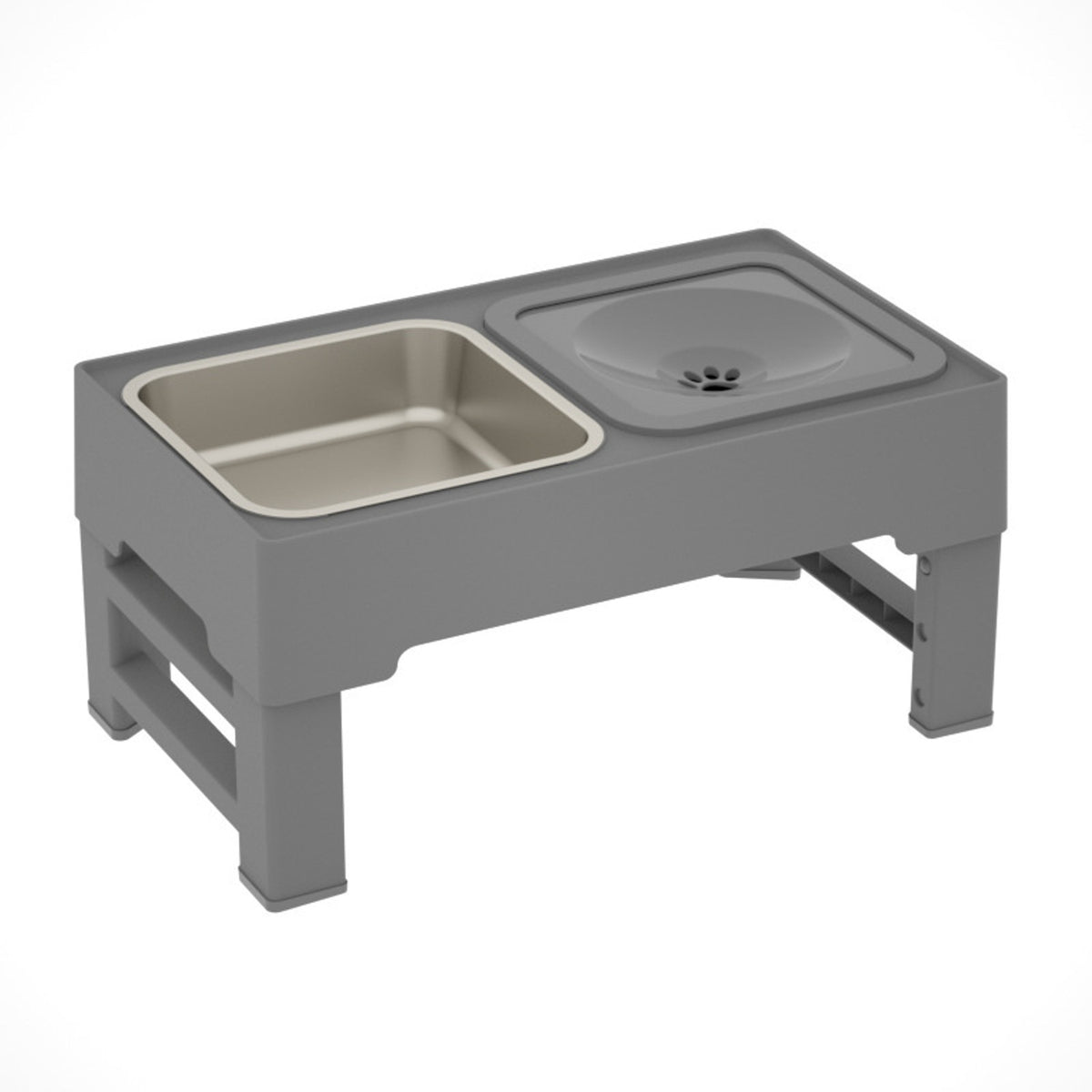 Foldable Pet Bowl Table, 2 Colors & 2 Bowl Types, By GAVPEPY image 4 - DPtravelfeeder18-Gray.jpg