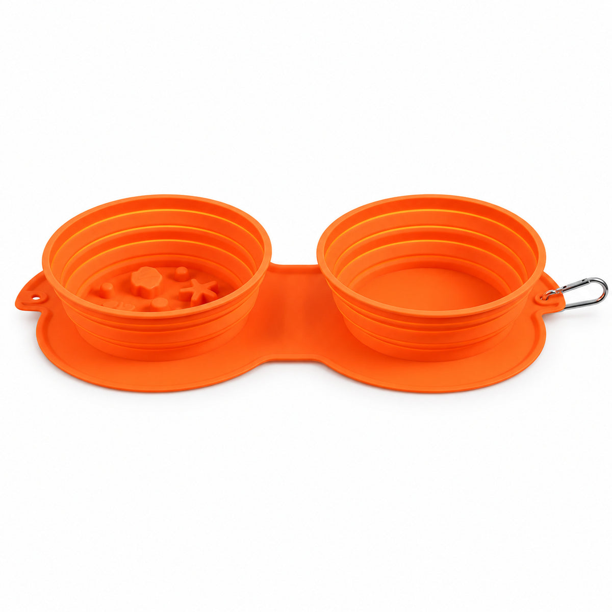 Collapsible Silicone Double Pet Travel Bowl, 3 Colors, By GAVPEPY image 3 - DPtravelfeeder21-Orange.jpg