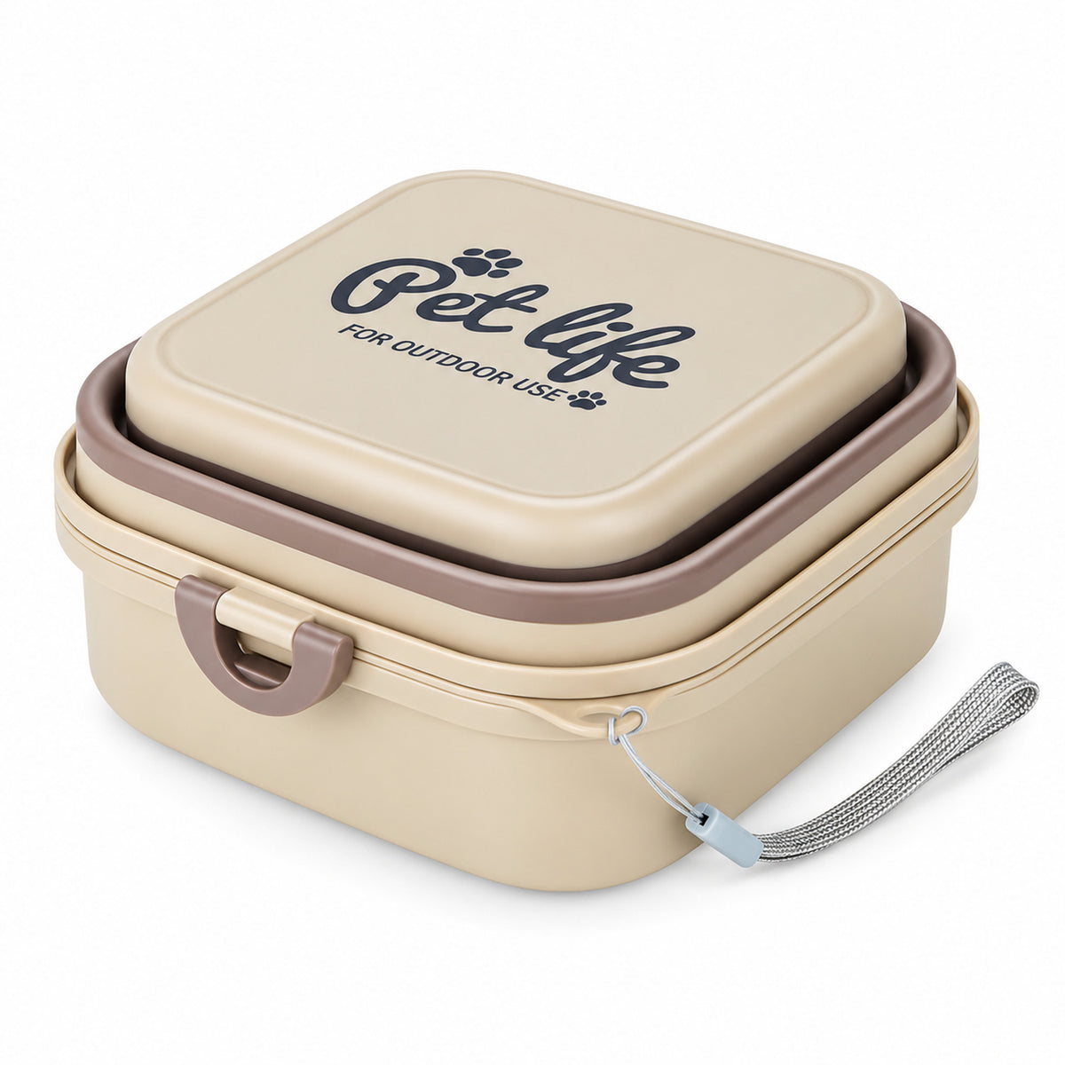 Upgraded 800 ml Collapsible Pet Travel Bowl, 3 Colors, By GAVPEPY image 2 - DPtravelfeeder23-Khaki.jpg