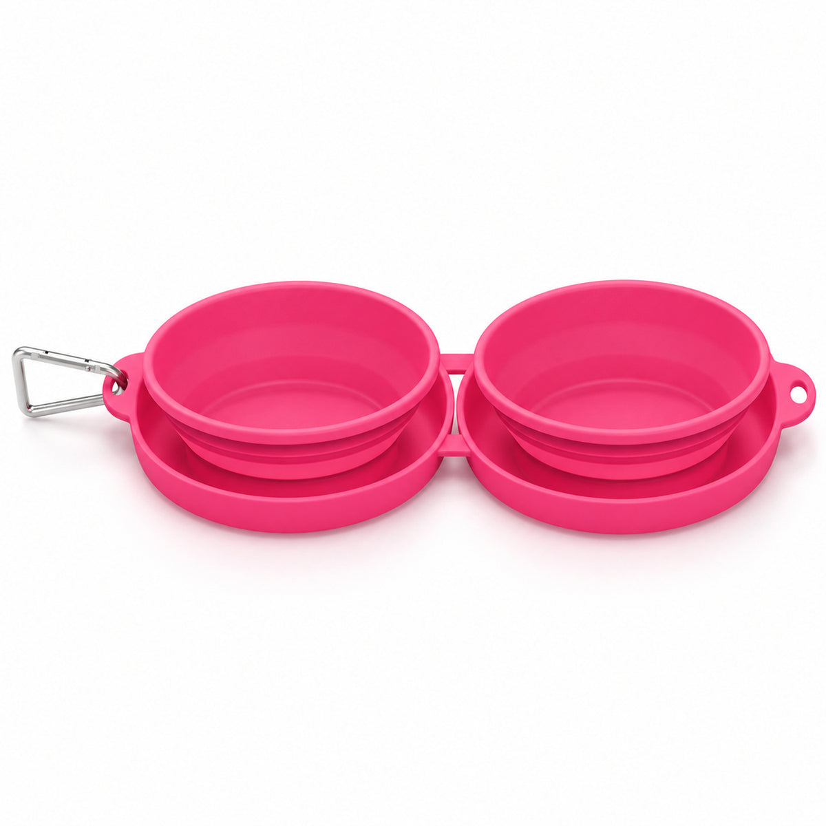 Foldable TPE Double Pet Travel Bowl, 2 Colors, By GAVPEPY image 2 - DPtravelfeeder28-RoseRed.jpg
