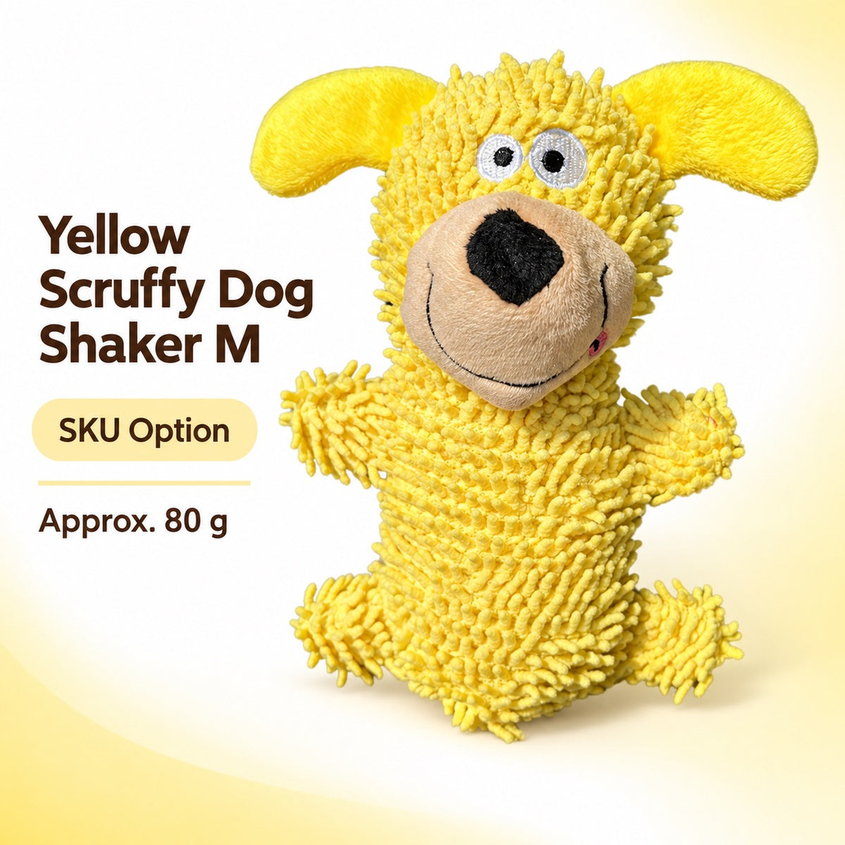 牛津布 Plush Squeaky Dog Toy, 2 Styles, By GAVPEPY image 9 - bianti-yellow-scruffy-dog-shaker-m.jpg