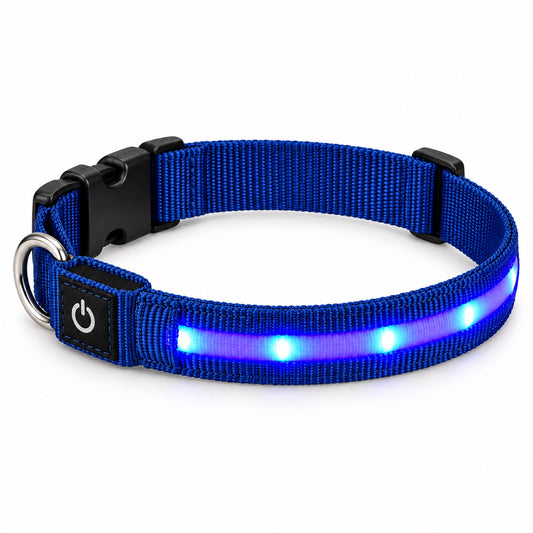 GAVPEPY Nylon Single-Fiber LED Dog Collar, Sizes S, M, L, Red, Blue, Green, for neighborhood walks, park visits and daily dog wear; an adjustable neckwear option for supervised walks and everyday outings image 2 - main.jpg