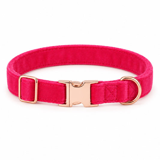 GAVPEPY Fabric Velvet-Look Dog Collar, Sizes 1-5 X 24-5-35 cm, 2-0 X 30-45 cm, 2-5 X 36-55 cm, Rose Pink, for neighborhood walks, park visits and daily dog wear; an adjustable neckwear option for supervised walks and everyday outings image 2 - main.jpg