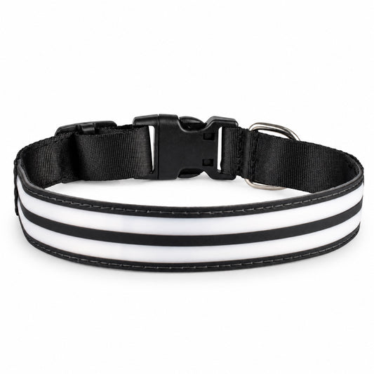 GAVPEPY Nylon Light-Up Dog Collar, Sizes XS, S, M, L, 5 color or pattern options, for neighborhood walks, park visits and daily dog wear; an adjustable neckwear option for supervised walks and everyday outings image 2 - main.jpg