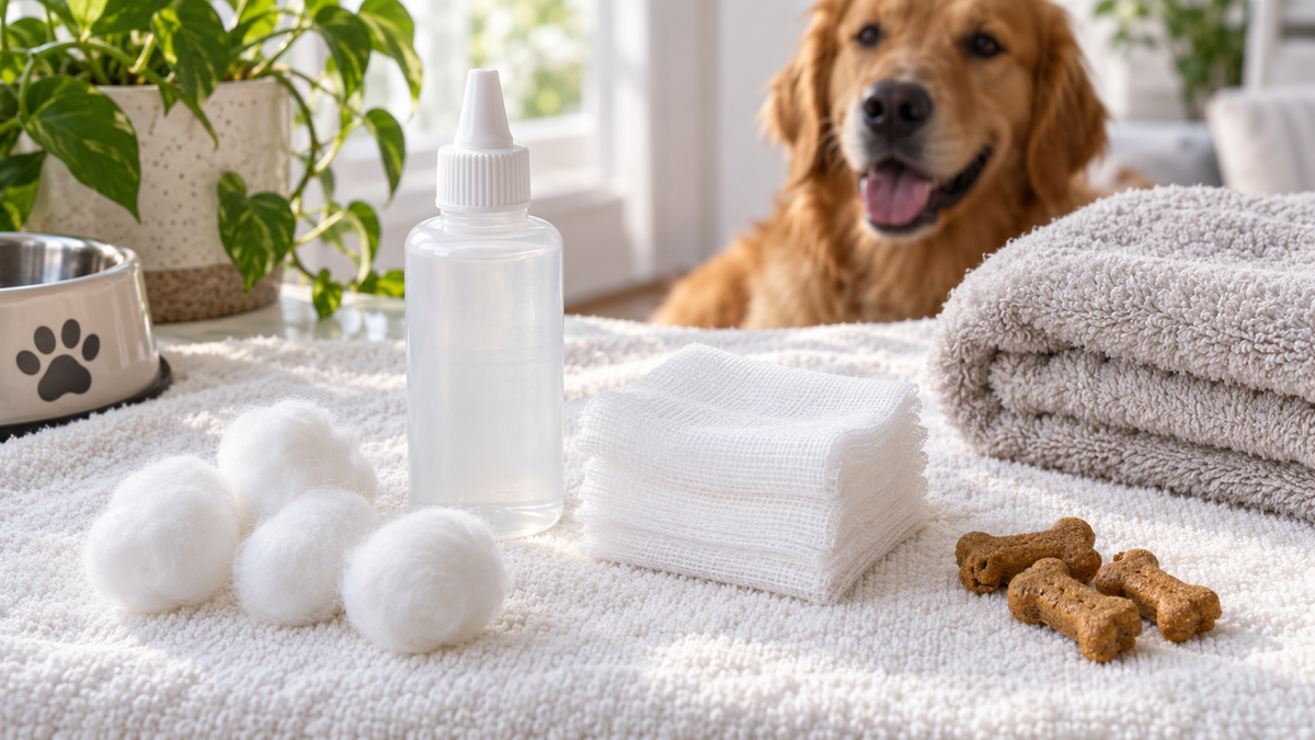 Calm silver tabby cat beside a pet toothbrush and feline toothpaste in a bright home
