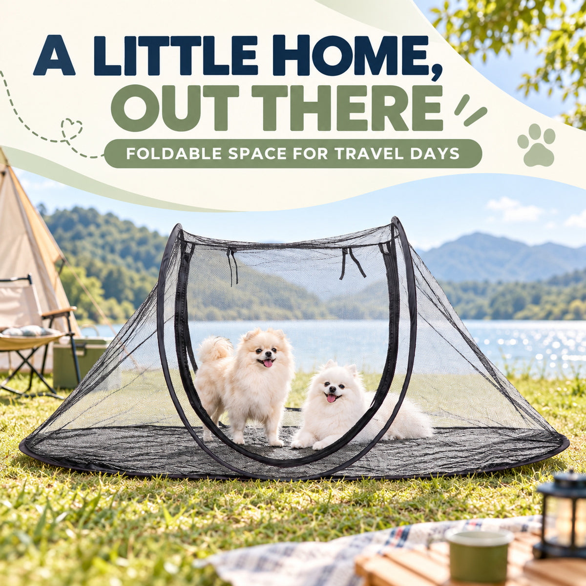 Foldable Oval Pet Travel Tent, 2 Sizes, By GAVPEPY image 2 - 01-Overview.jpg