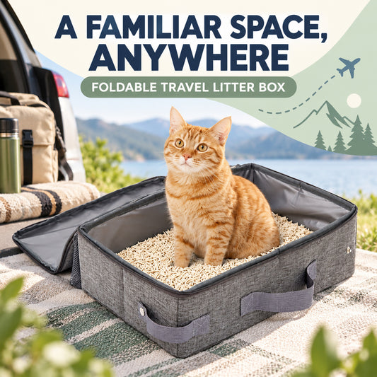 Foldable Travel Litter Box with Scoop, 30 x 30 x 11 cm, By GAVPEPY image 2 - 01-Overview.jpg