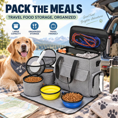Large Pet Food Travel Bag with 2 Collapsible Bowls, 3 Colors, By GAVPEPY image 2 - 01-Overview.jpg