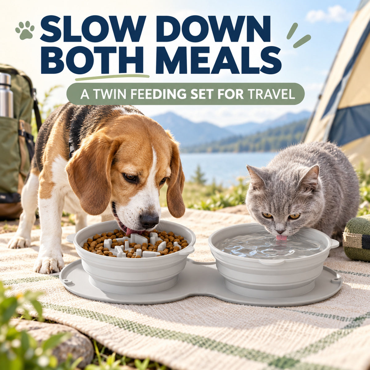Collapsible Silicone Double Slow-Feeder Pet Bowl, By GAVPEPY image 2 - 01-Overview.jpg