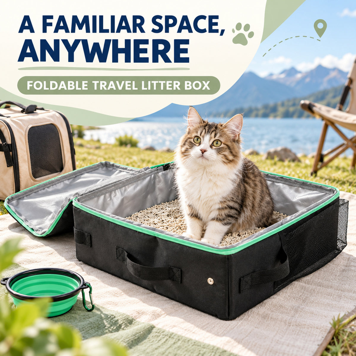 Foldable Travel Litter Box, 40 x 30 x 13 cm, 2 Colors, By GAVPEPY image 2 - 01-Overview.jpg