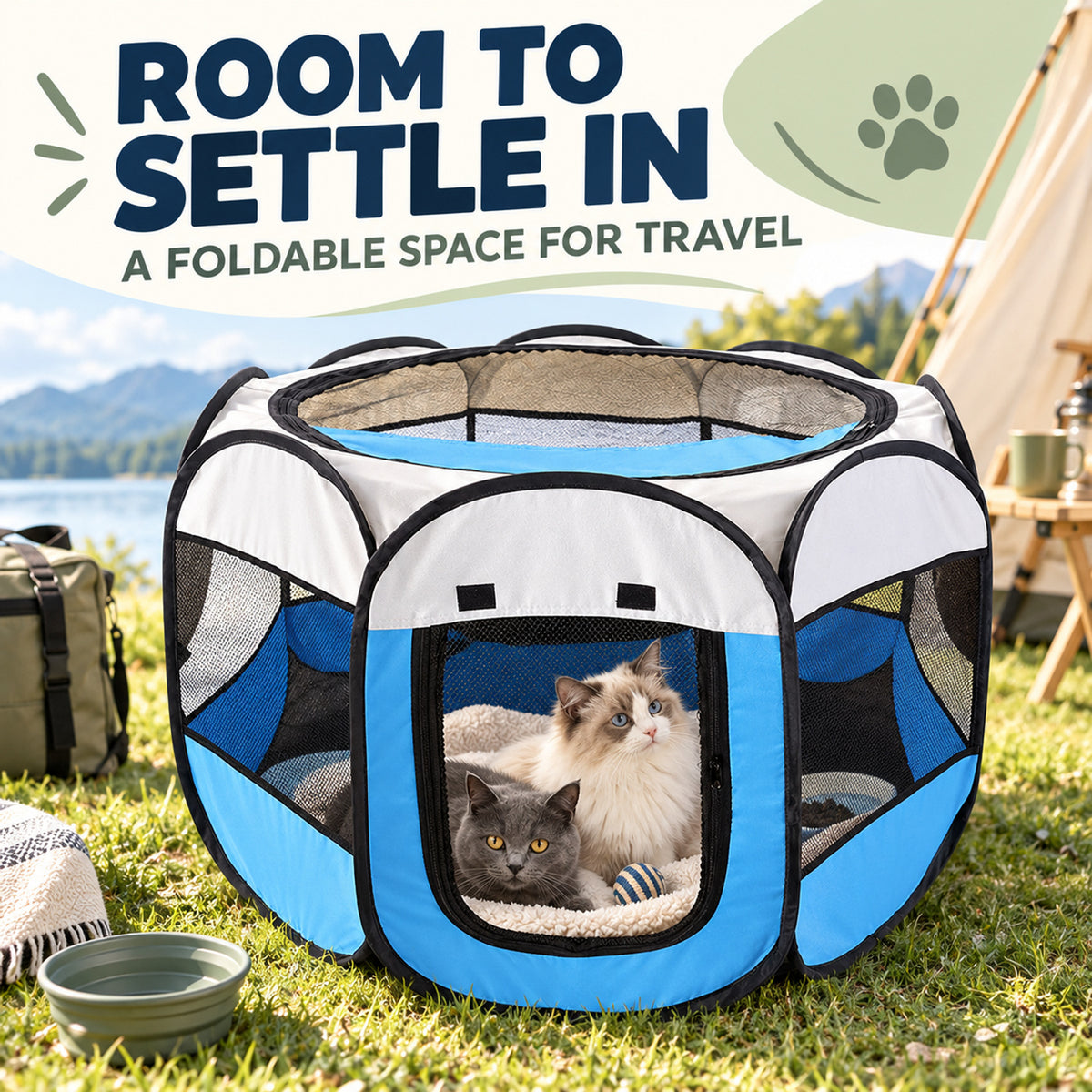 Foldable Oxford Fabric Pet Playpen, 2 Colors & 3 Sizes, By GAVPEPY image 2 - 01-Overview.jpg